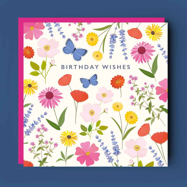Birthday Wishes Card | Pretty Floral Pattern Birthday Card for wholesale by Klara Hawkins