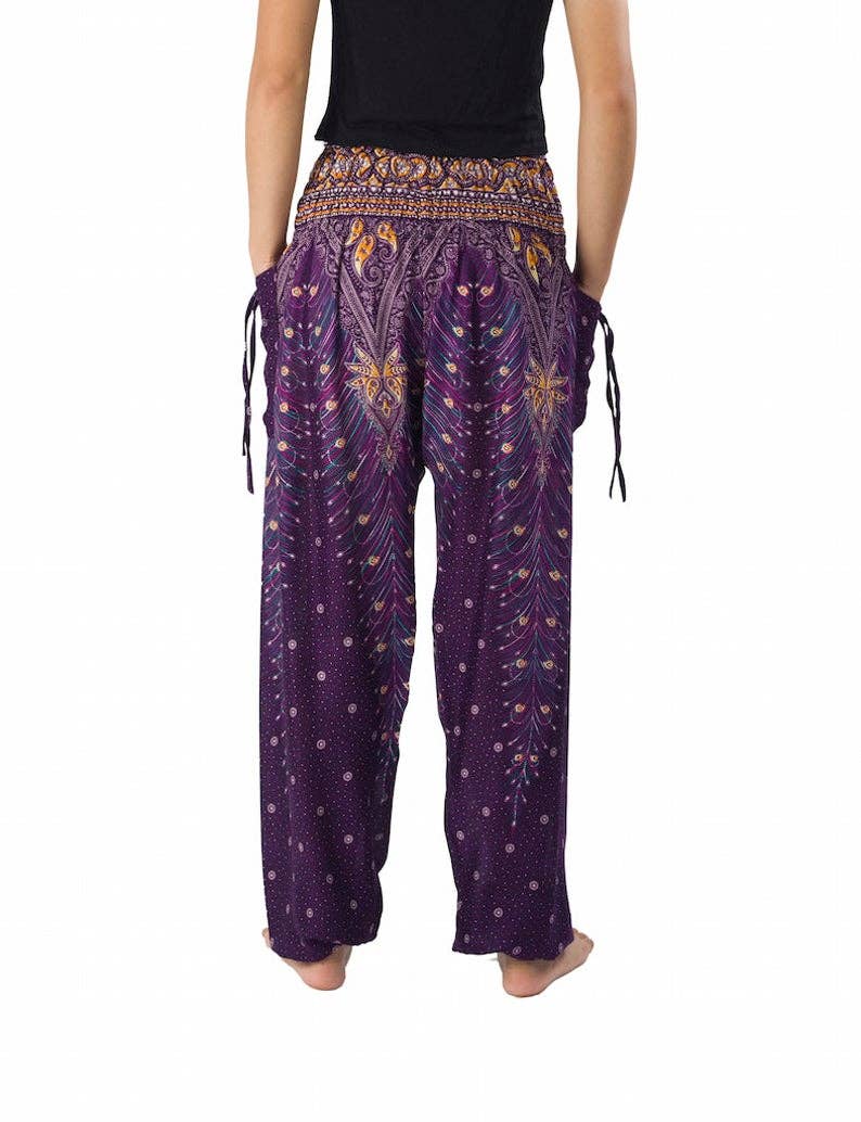 Studio 12 Collective (previously Ethnic Lanna) – Großhandel Hose – Damen – Haremshose Boho mit gesmokter Taille und Taschen - Pfau16