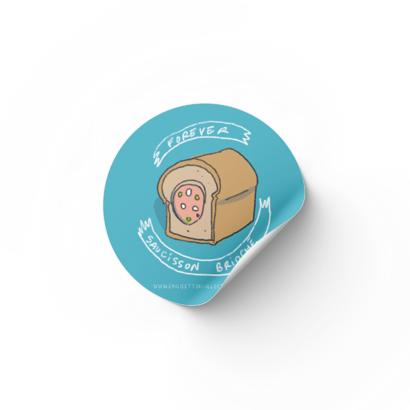 EMILIE ETTORI ILLUSTRATION - Vente Autocollant - Sticker Saucisson brioché1