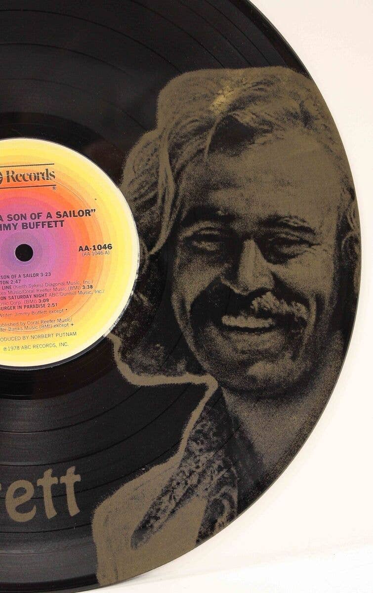 Gold Record Outlet – Arte de parede dimensional/3D por atacado – Jimmy Buffett 12 polegadas Preto Vinil Lp Preto Gravado a Laser.2