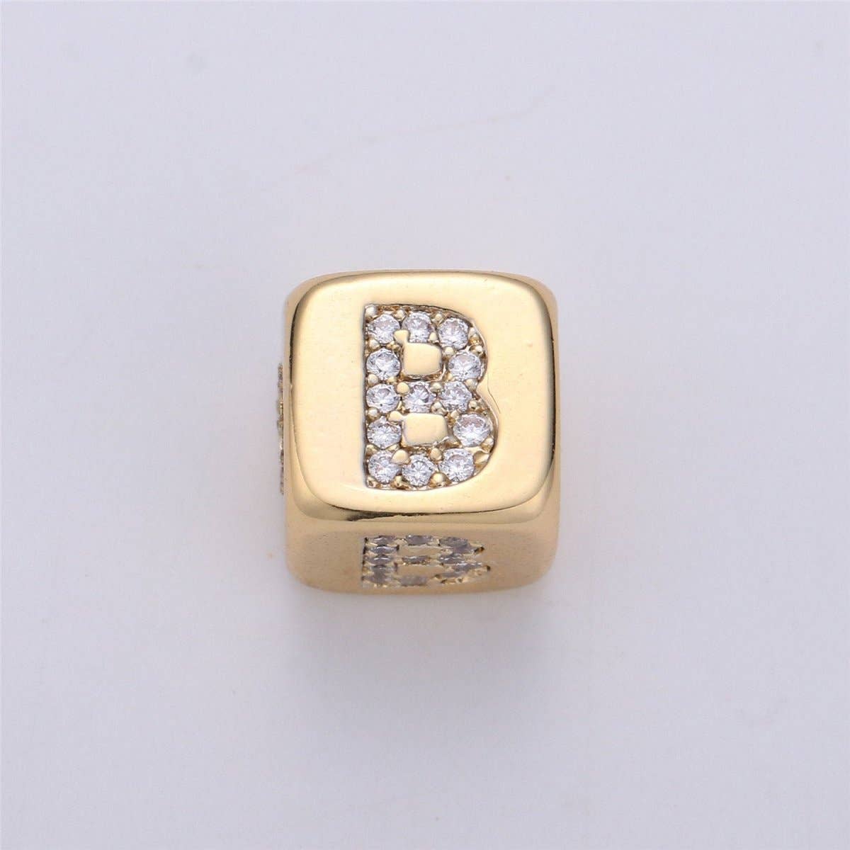 Aim Eternal - Wholesale Individual Charm/Pendant - 9x9mm Gold Initial Letter Beads, Alphabet Beads, Initial Beads, Alphabet Blocks Micro Pave Initial Block Charm for Bracelet Necklace Supply1