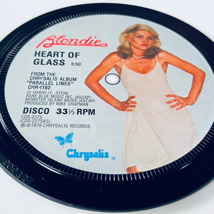 Blondie - ‘Heart Of Glass’ record label coaster for wholesale by Popsters
