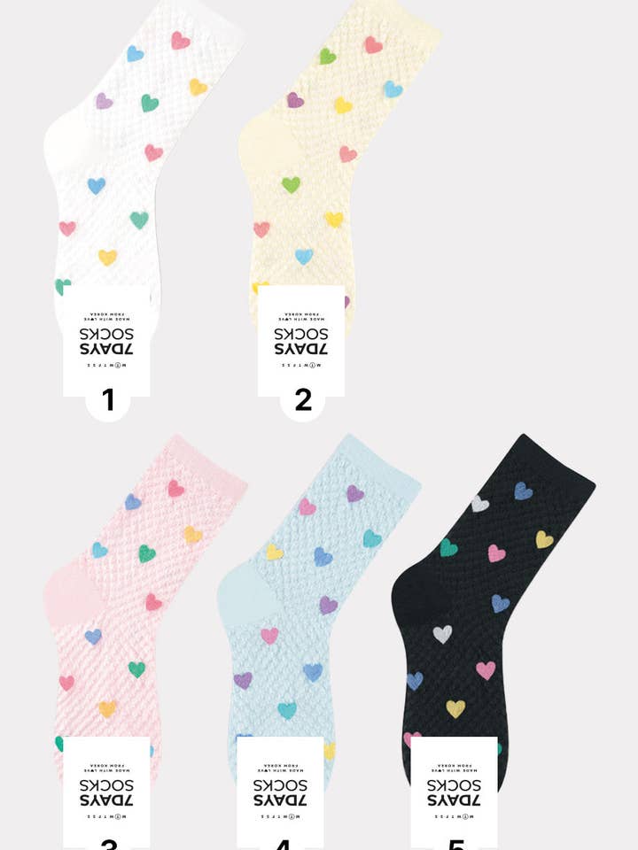 Damstrumpor med hjärtmönster i nätstickning för wholesale av 7DAYSSOCKS