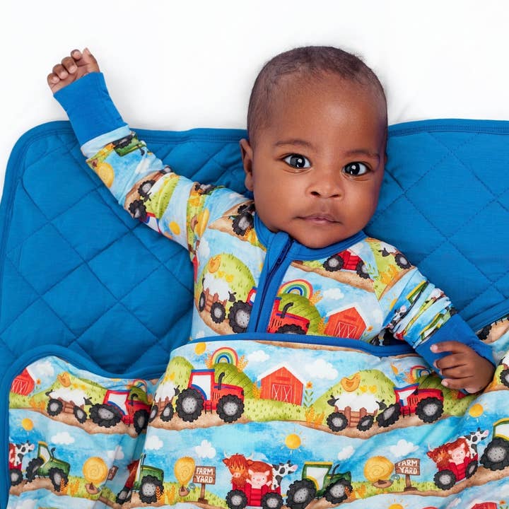 Farm Friends | Mini Quilted Bamboo Baby Blanket for wholesale by Little Popp Crew
