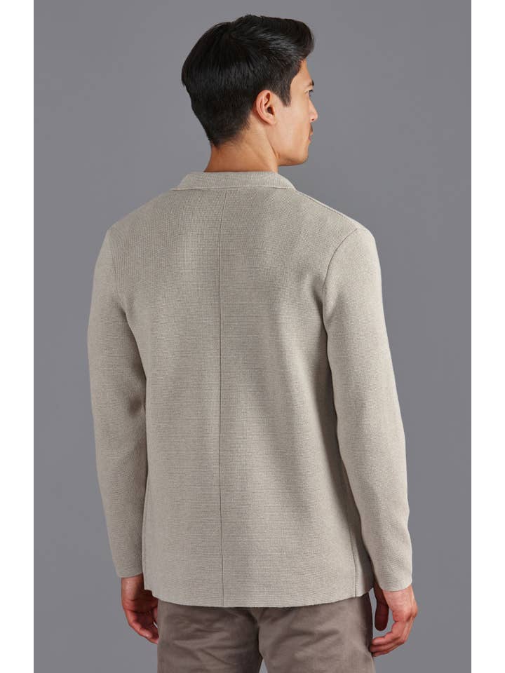Paul James Knitwear – Engroshandel Blazer - Herre – Herre mellemvægts bomuldsdekonstrueret strikket blazer