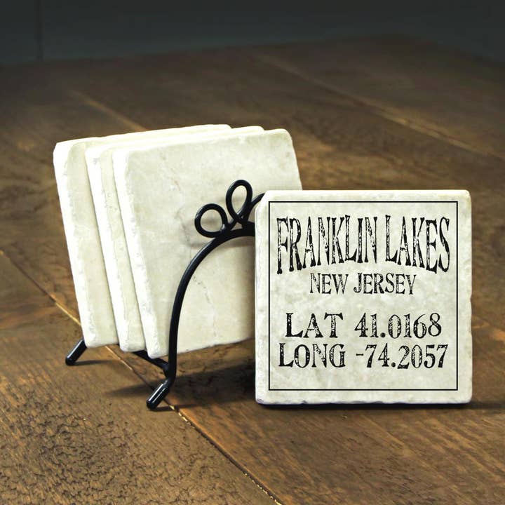 CM3187 (CM405) - Black Text Marble Coasters for wholesale by Paint The Town