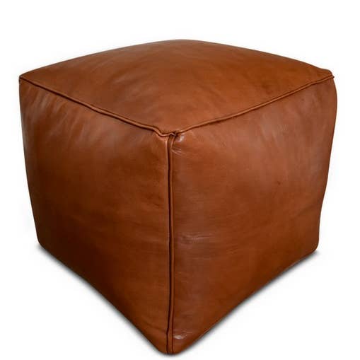 Marokkaanse leren vierkante poef | Handgemaakte voetenbank voor wholesale door Terracotta Design LTD