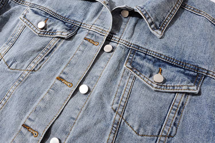 Blå JK123Y Denimjacka med avtagbart foder och krage i päls för wholesale på Faire10