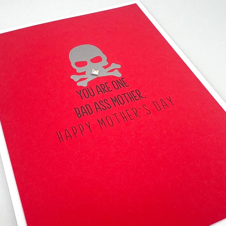 Bad Ass Mother Mother’s Day card for wholesale by Muddy Mouth Cards