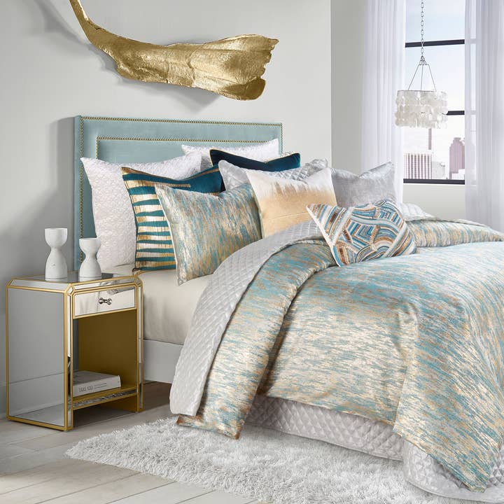 Jade Teal Gold Bettdecke für den Großhandel von Cloud 9 Design