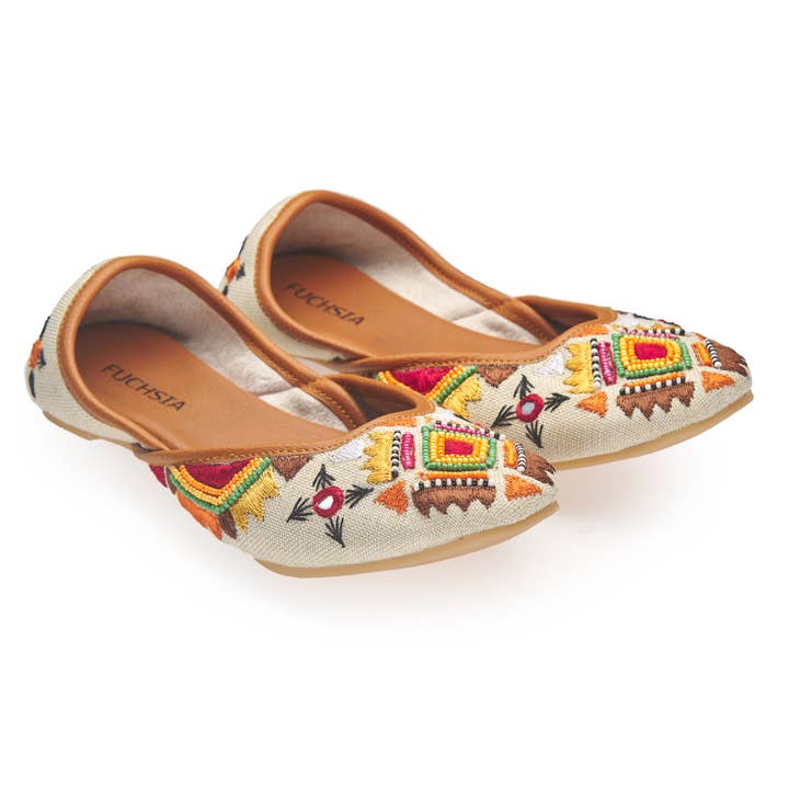 Fuchsia - Venta al por mayor Calzado plano - Mujer - Bailarinas artesanales bordadas a mano tallas US Kalahari