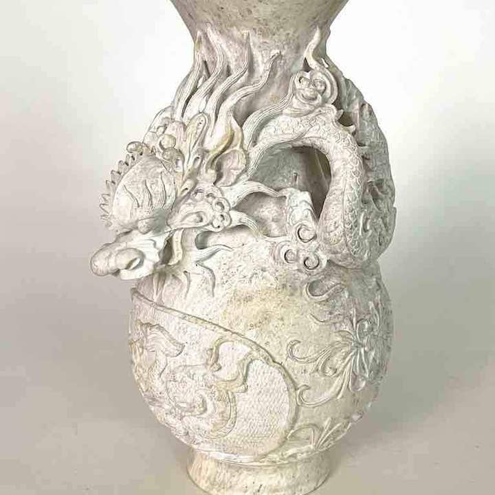 Vaso branco dragão de pedra-sabão sólido esculpido à mão por atacado de The Niger Bend