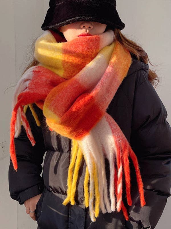 StyleGalX - Wholesale Scarf - Women's - Fashion Keep Warm Tasseled Checkered Shawl&Scarf8