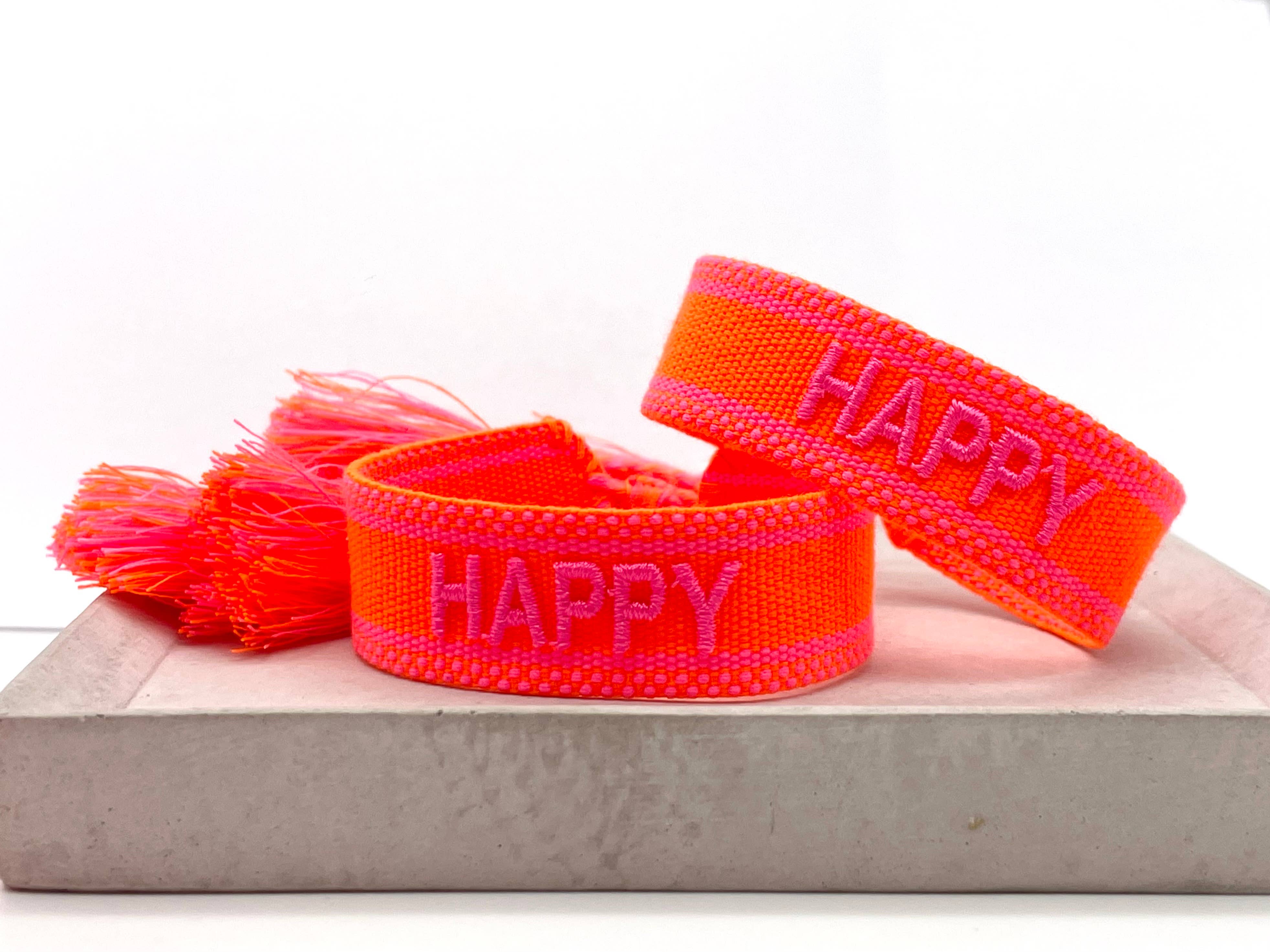 Parsley & Pepper - Wholesale Woven/Braided Bracelet - HAPPY statement bracelet woven, embroidered2