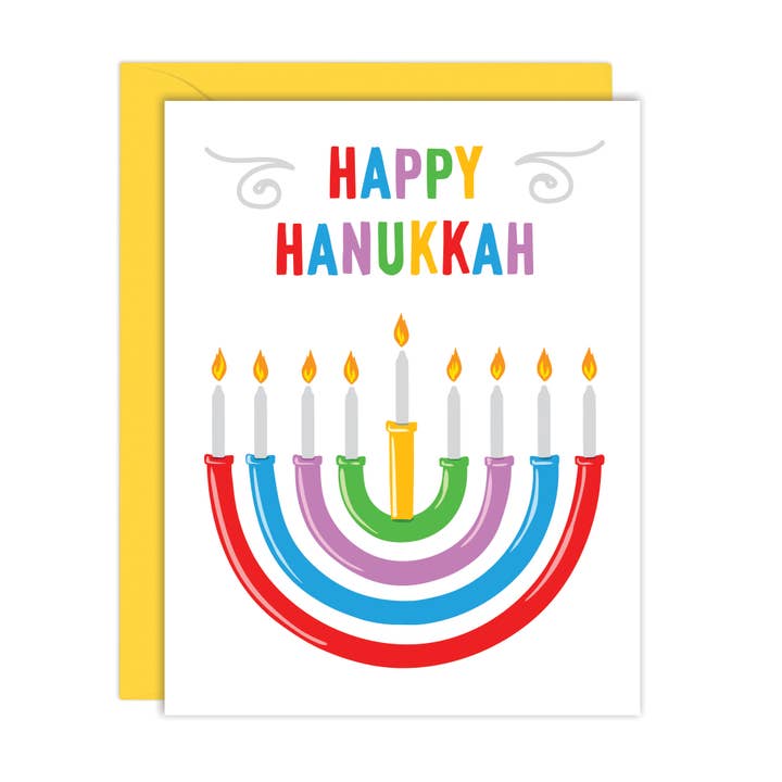 Rainbow Hanukkah Card - Size A2 for wholesale by Lucy Loves Paper