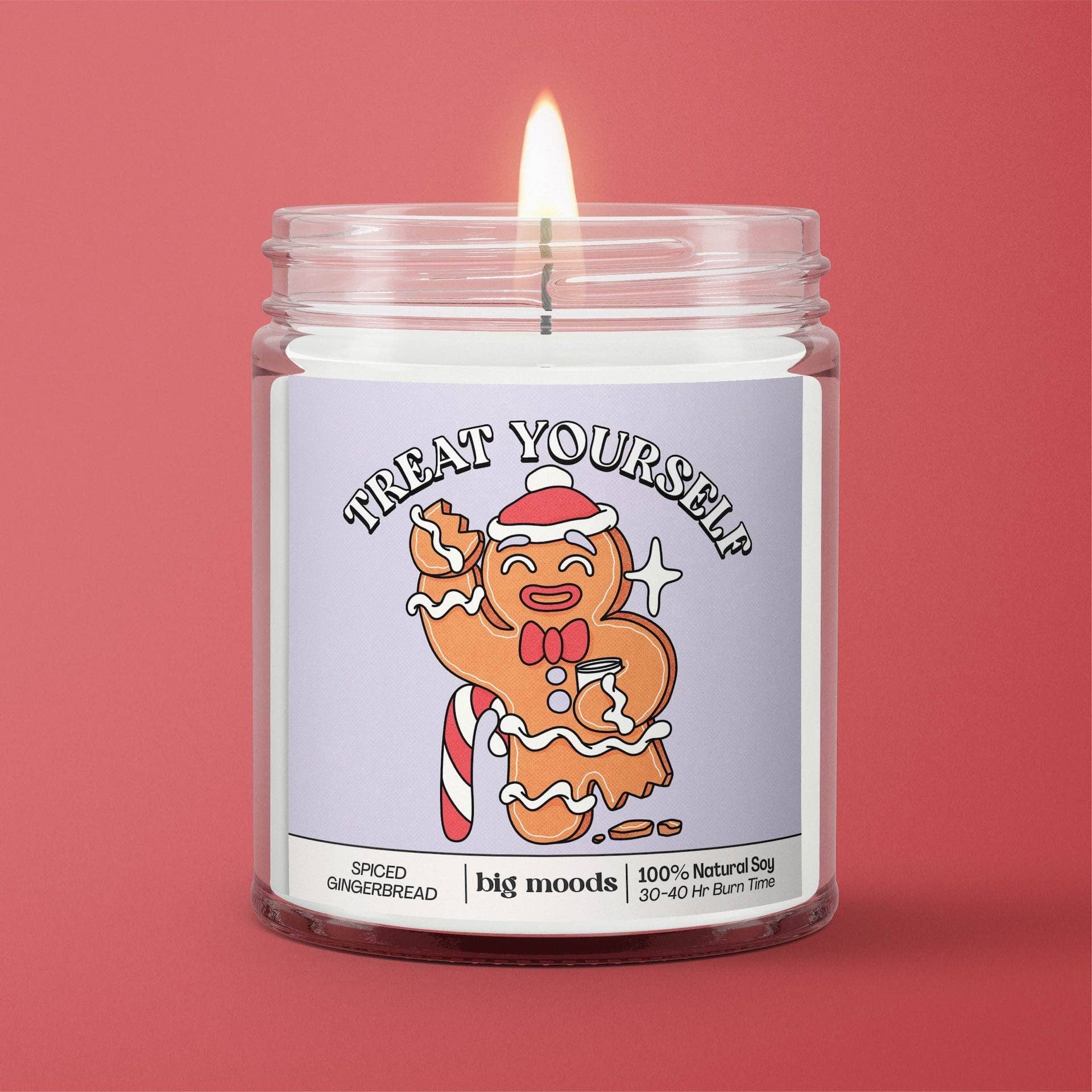 Big Moods - Wholesale Jar/Filled Candle - "Treat Yourself" Spiced Gingerbread - Holiday Candle (Soy)