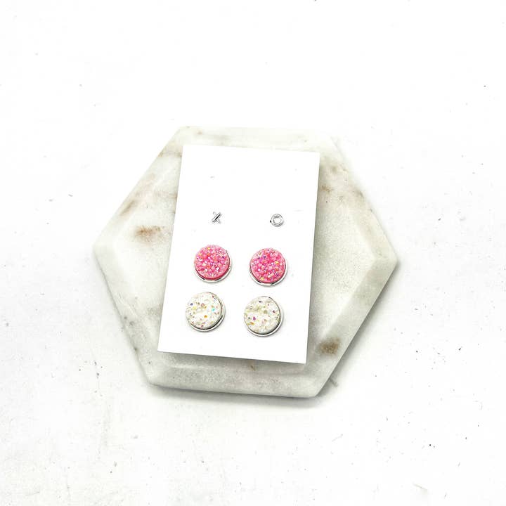 Baubles by B - Wholesale Jewelry Set - XO Sweetheart Stud Earring Druzy Trio Valentines Day4