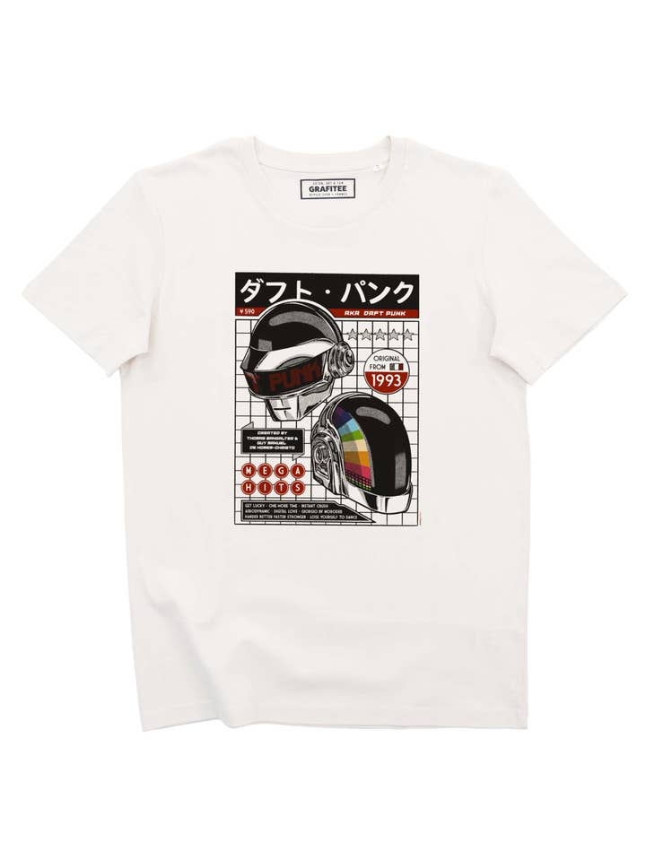 Esbranquiçado Camiseta Daft Punk Japan - Camiseta com Design de Música Retro para venda a revendedores na Faire