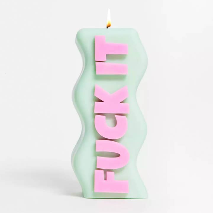 "FUCK IT" CANDLE - MINT GREEN & PINK for wholesale by WAVEY CASA