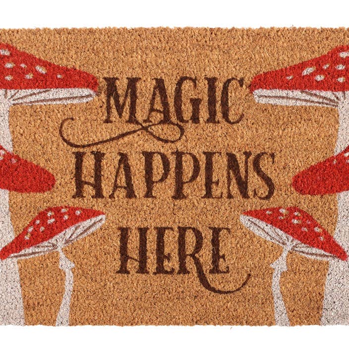 Something Different Wholesale - Wholesale Door Mat - Natural Magic Happens Here Mushroom Doormat1