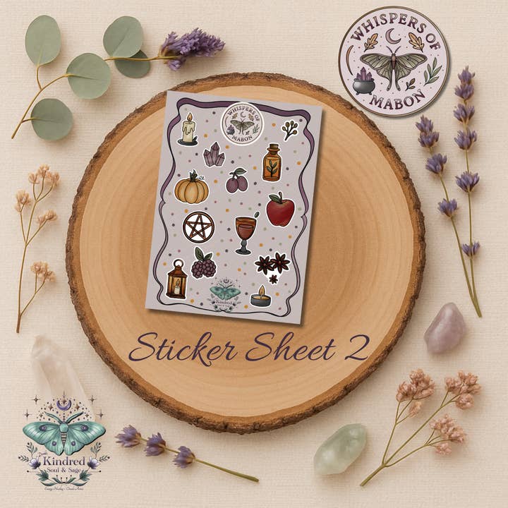 Feuilles d'autocollants Murmures de Mabon pour la vente par Doroh's Kindred Soul and Sage