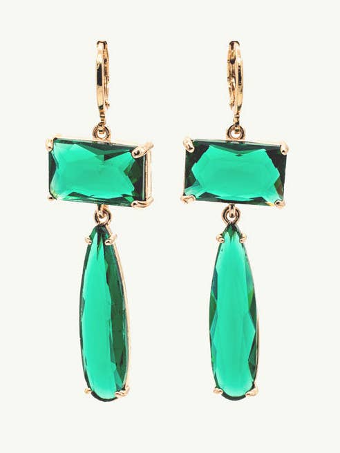 Statement Emerald Gold Earrings for wholesale by Lavender Skyline