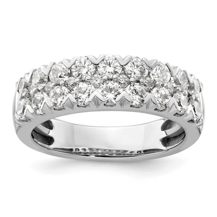 14k White Gold Lab Grown Diamond Double Row Wedding Band 1.5 Ct for wholesale by Fine Diamond