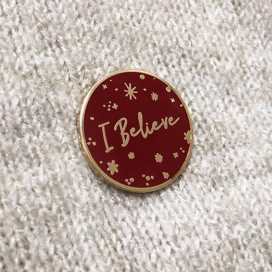 Clara and Macy - Wholesale Lapel Pin/Button - Red 'I Believe' Enamel Pin Badge5