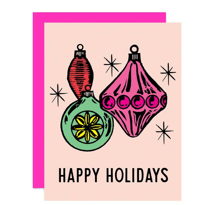 Carte de Noël rétro – Ornements vintage pour la vente par Greenwich Letterpress