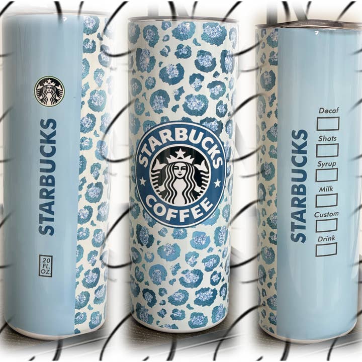 CMD Wholesale - Wholesale Insulated Mug/Tumbler - Teal Leopard Starbucks 20oz Skinny Tumbler