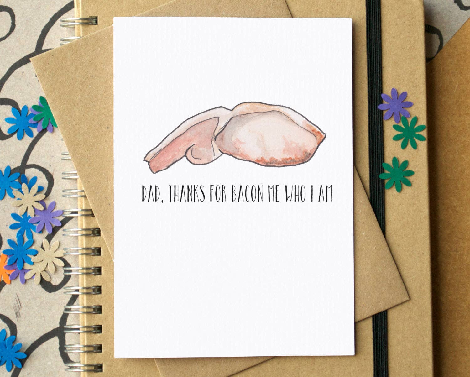 Becka Griffin Illustration - Wholesale Father's Day Card - "Dad, Thanks For Bacon Me Who I Am" Father's Day Card0
