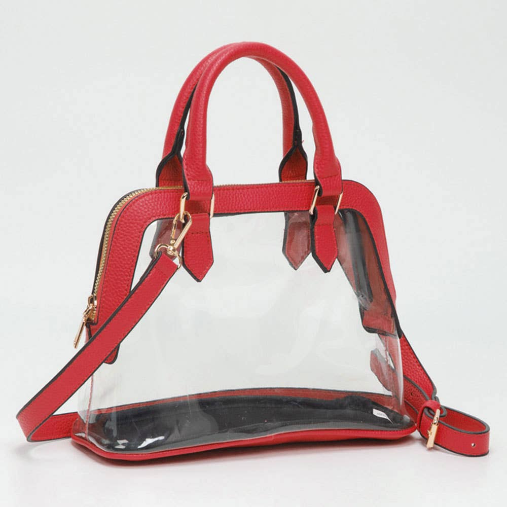 Sensibling Corp. - Vente Sac à main avec poignée sur le dessus – femme - Sac à main structuré transparent avec garniture en similicuir / Sac bandoulière8