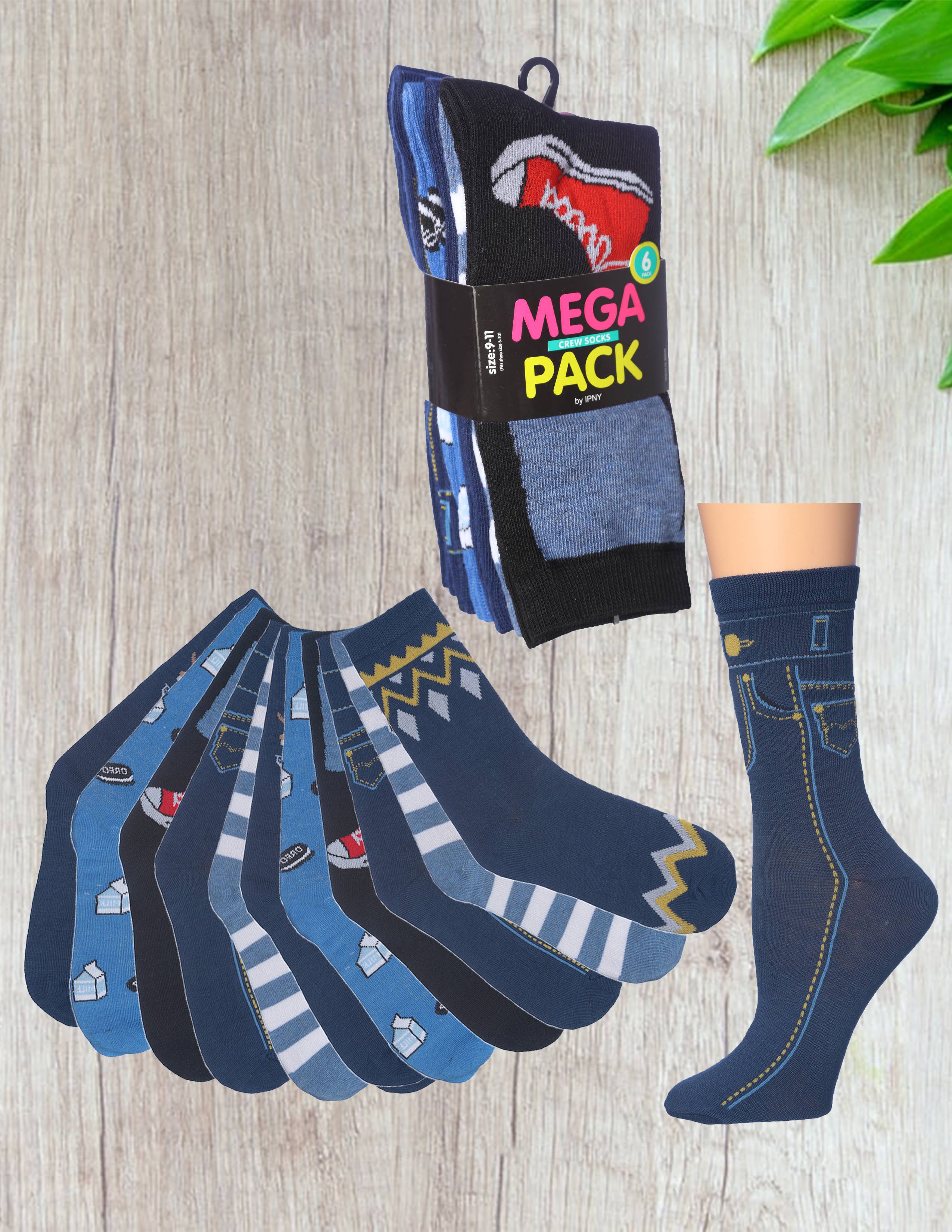 Isadora, Tipi toe, & James Fiallo – Großhandel Socken – Damen – Damen Tipi Toe 6er-Pack lustige bunte funky Happy Crew Socke5