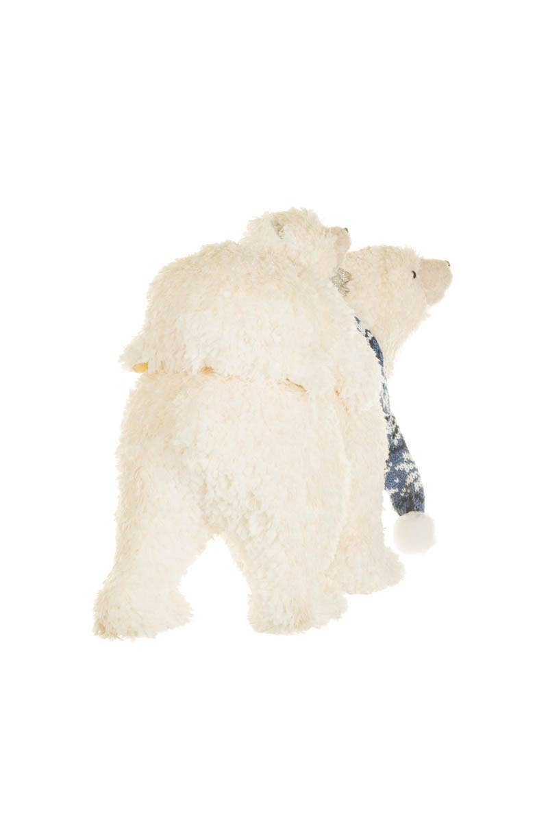 Starlight Collection - Wholesale Decorative Figurine - White Mom & Cub Polar Bears Figurine With Knitted Scarf3