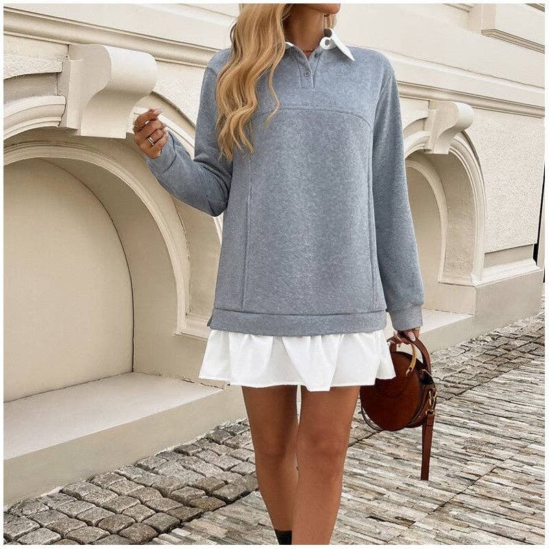 UZ Wholesale Store – wholesale Dress – Women's – Relaxed Loose Fit Color Block Sweater Dress3