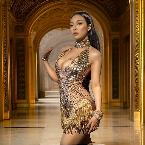 Manifestie - Wholesale Dress - Women's - Gloria Rose Gold Party Dress - Sequin Bodysuit / Womens Burn