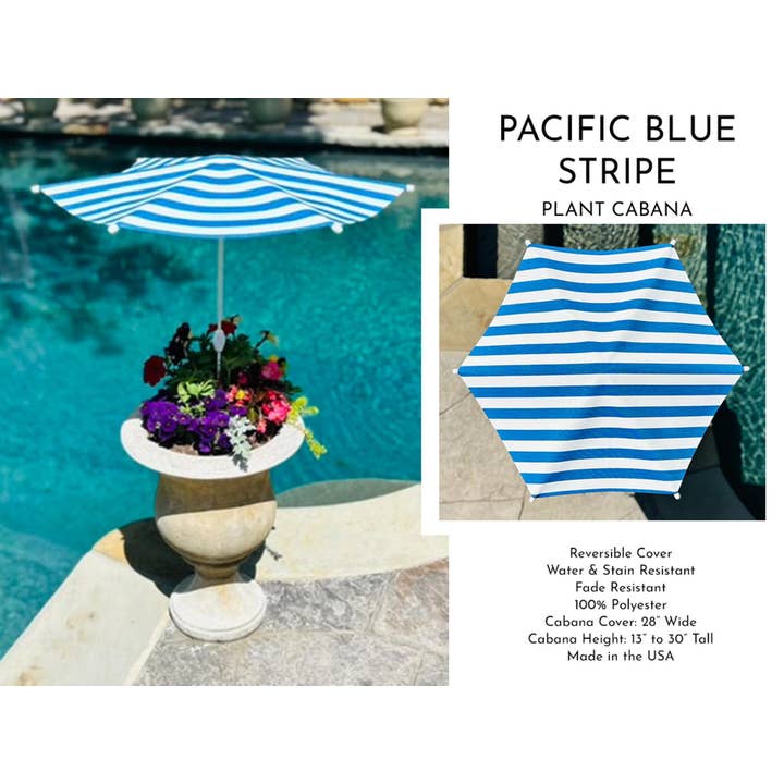 Pacific Blue Stripe Plant Cabana - 28"Wx30"T - Assembly Req. for wholesale by Plant Cabana