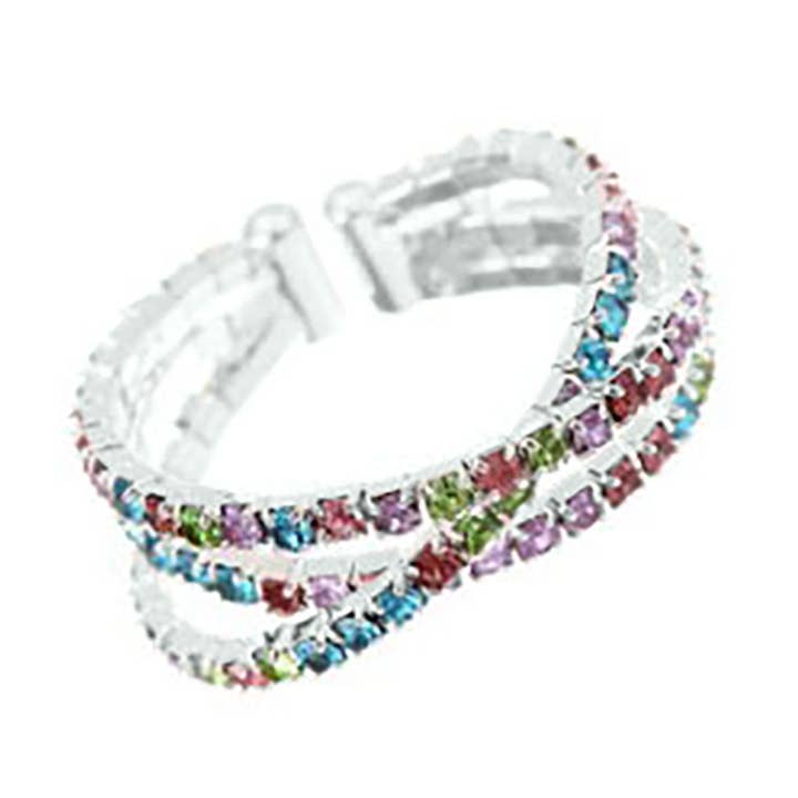 Criss-Cross Crystal Rainbow Ring for wholesale by NY Jewelry House