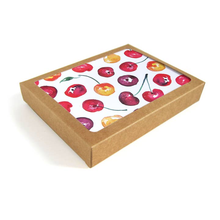 Tarjeta para uso diario con acuarela con forma de cereza, 8 unidades para venta al por mayor de The Neighborgoods