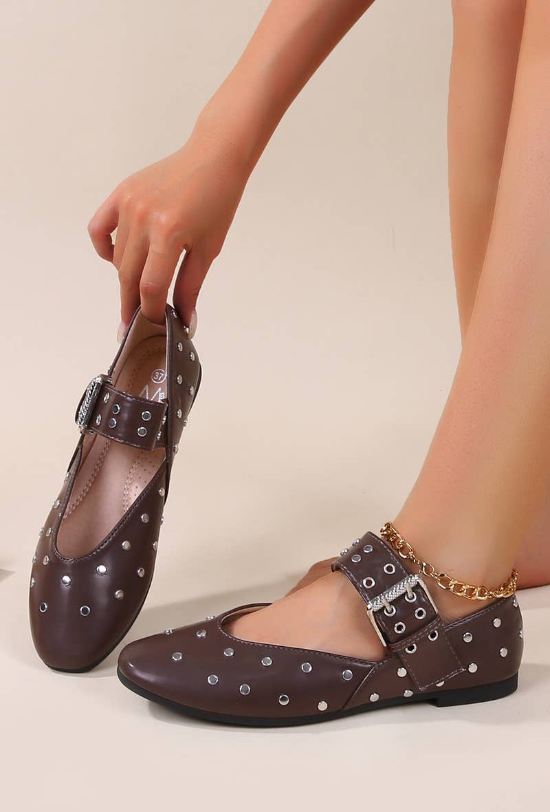 BELLICY / Cink-me - Wholesale Flats - Women's - Ballet flats with square adjustable buckle strap in, PS888-184