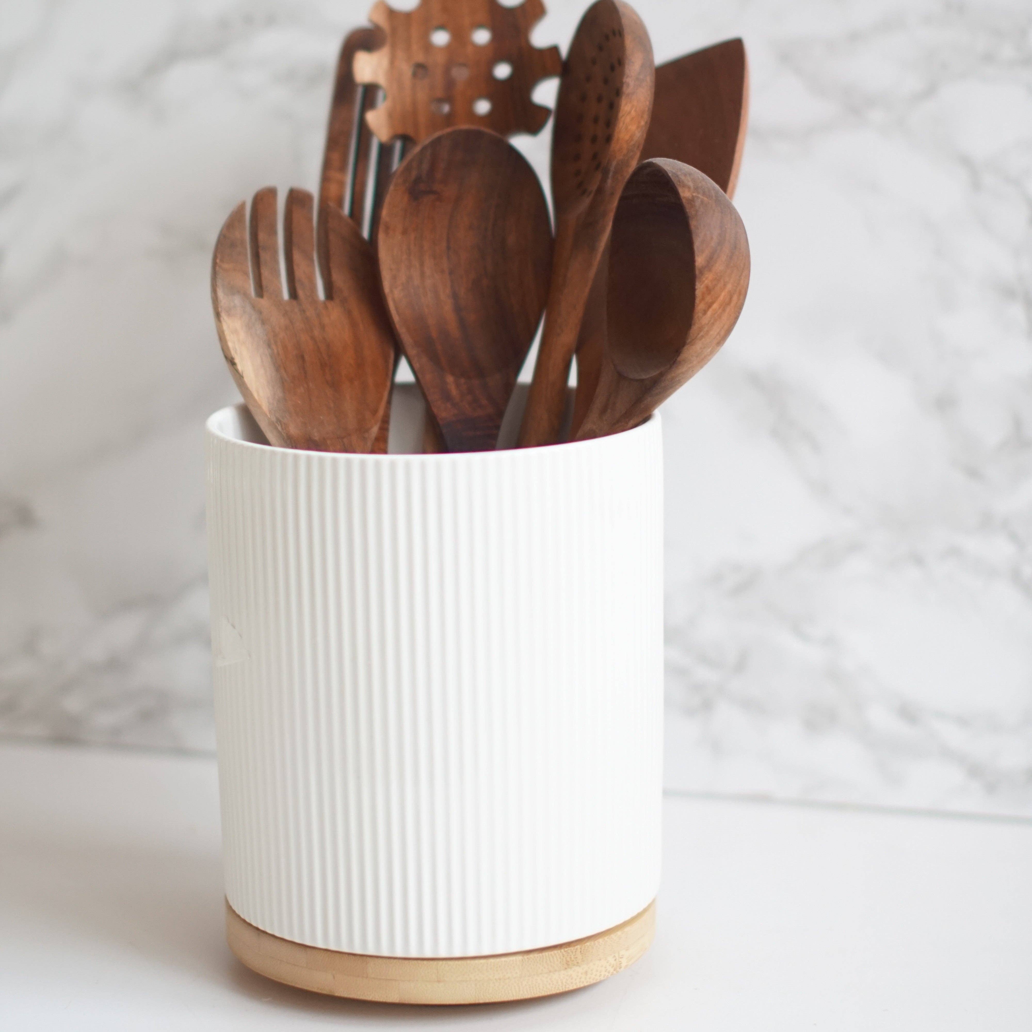 So At Nature – wholesale Utensil holder – Rotating Ceramic Kitchen Utensil Holder - Premium Storage with Detachable Base2