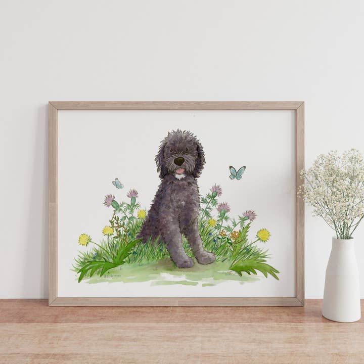 Impression d'art Labradoodle noir, cadeau pour amoureux des chiens pour la vente par Jasper and Ruby