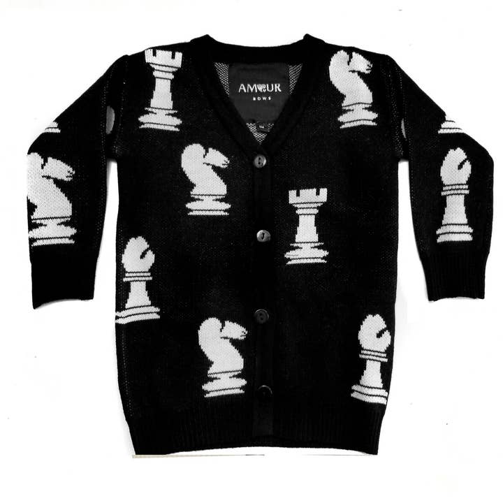 Chess Sweater - Black for wholesale by Amour Bows