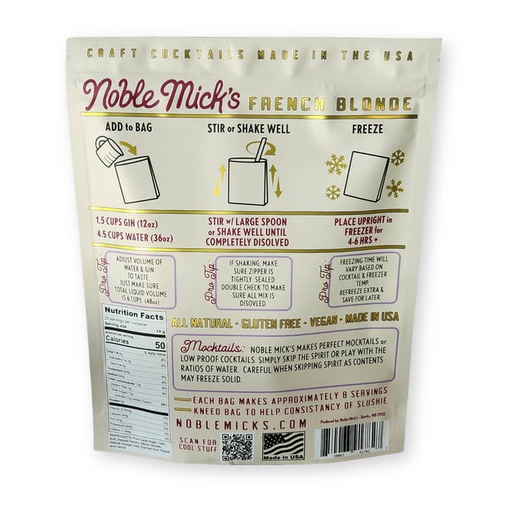 Noble Mick's - Craft Beverage Company - Wholesale Cocktail Mix/Syrup - French Blonde Frozen Cocktail1