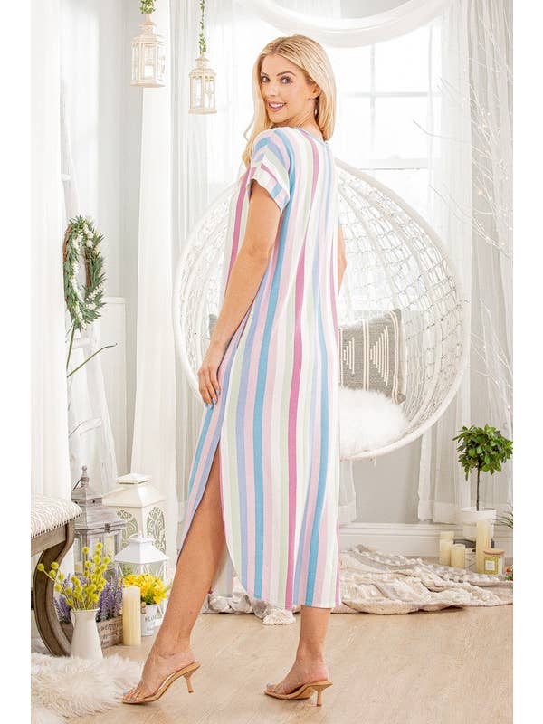 MULTI VESTIDO MAXI RAYAS MULTICOLORES SD1310-12 de venta al por mayor en Faire4