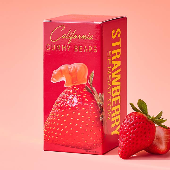 STRAWBERRY SENSATION - Gummy Bears - Véritable fruit pour la vente par California Gummy Bears