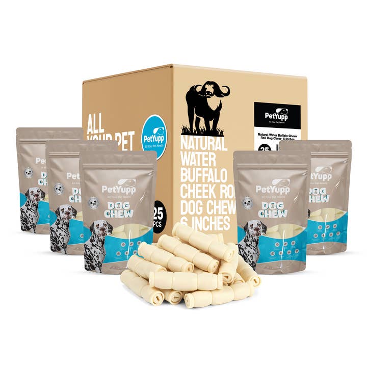 Dog Bulk Treats - Cheek Rolls 6 Inch - Pack of 25 Pcs for wholesale by PetYupp