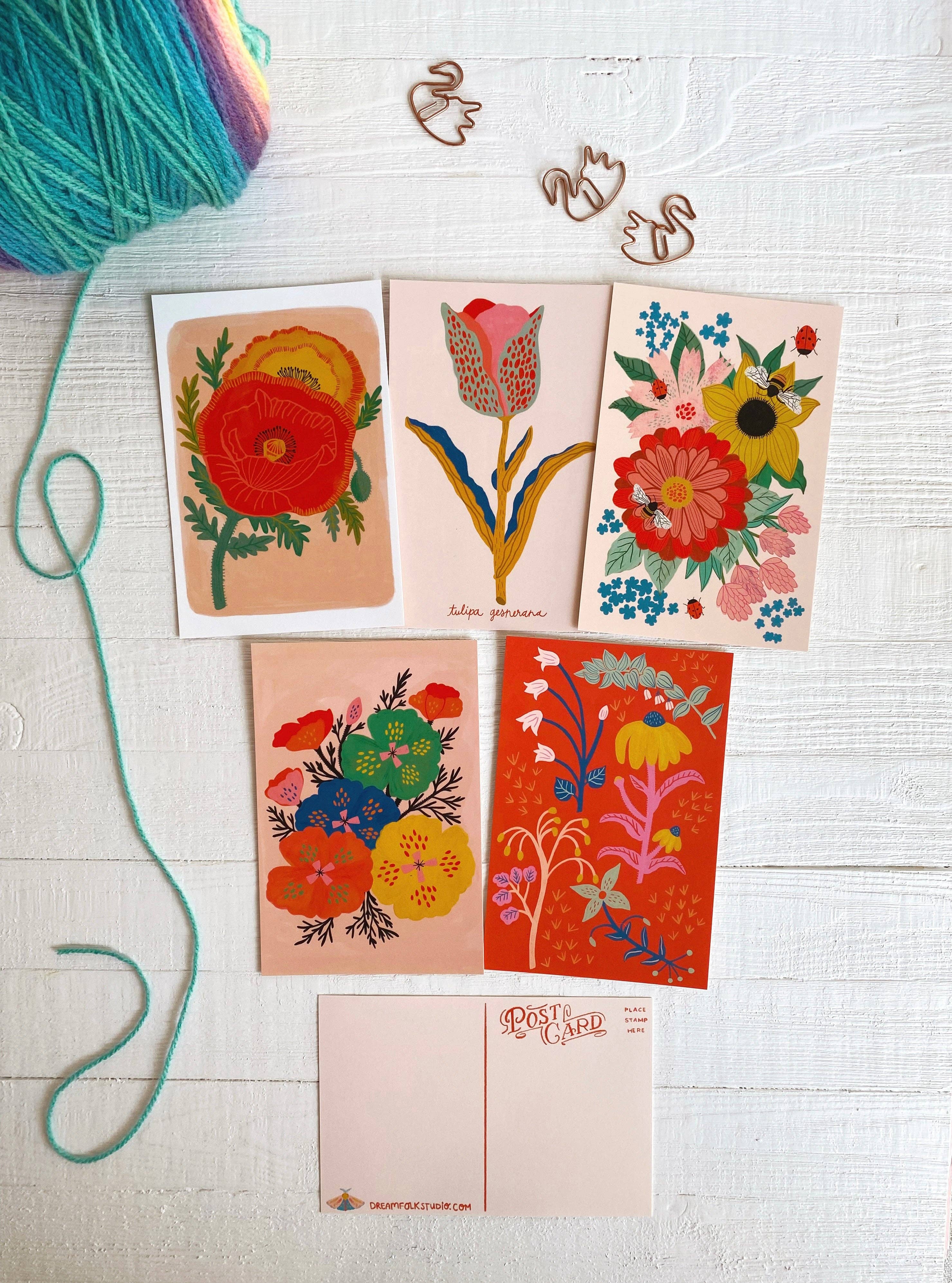 Dream Folk Studio - Wholesale Postcard Set - Flower Postcard Pack - 10 postcards1