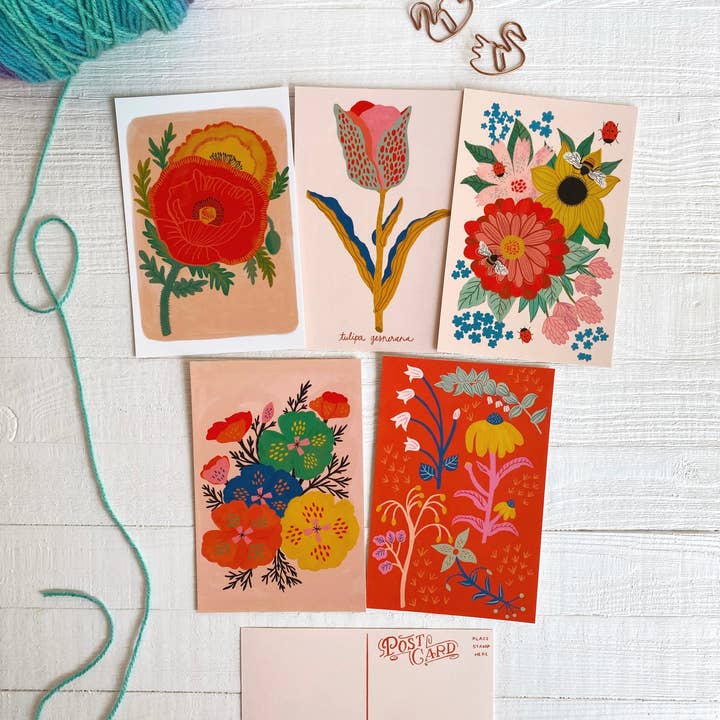 Dream Folk Studio - Wholesale Postcard Set - Flower Postcard Pack - 10 postcards1