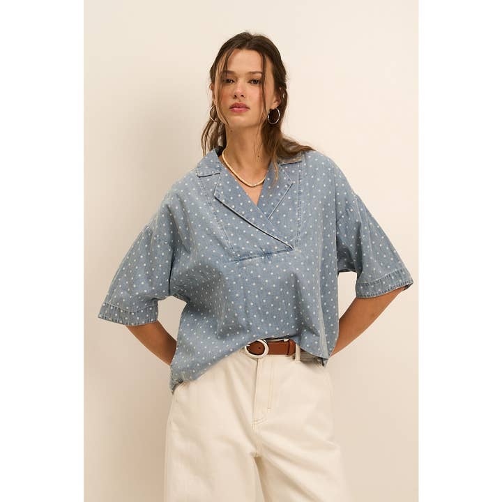 The GREii - Wholesale Knit Top - Women's - Wide Placket Polka Dot Top7